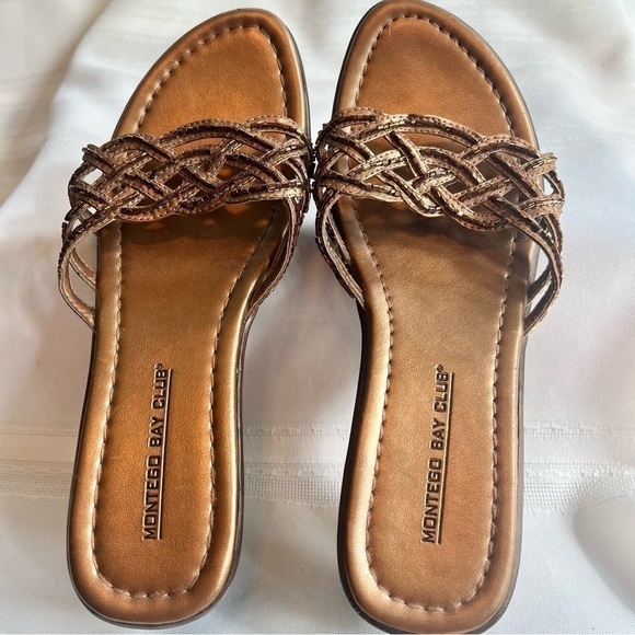 $5 ADD ON with $15+ Bundle Platform Wedge Beaded Sandal Bronze Sz 6 - Picture 12 of 12